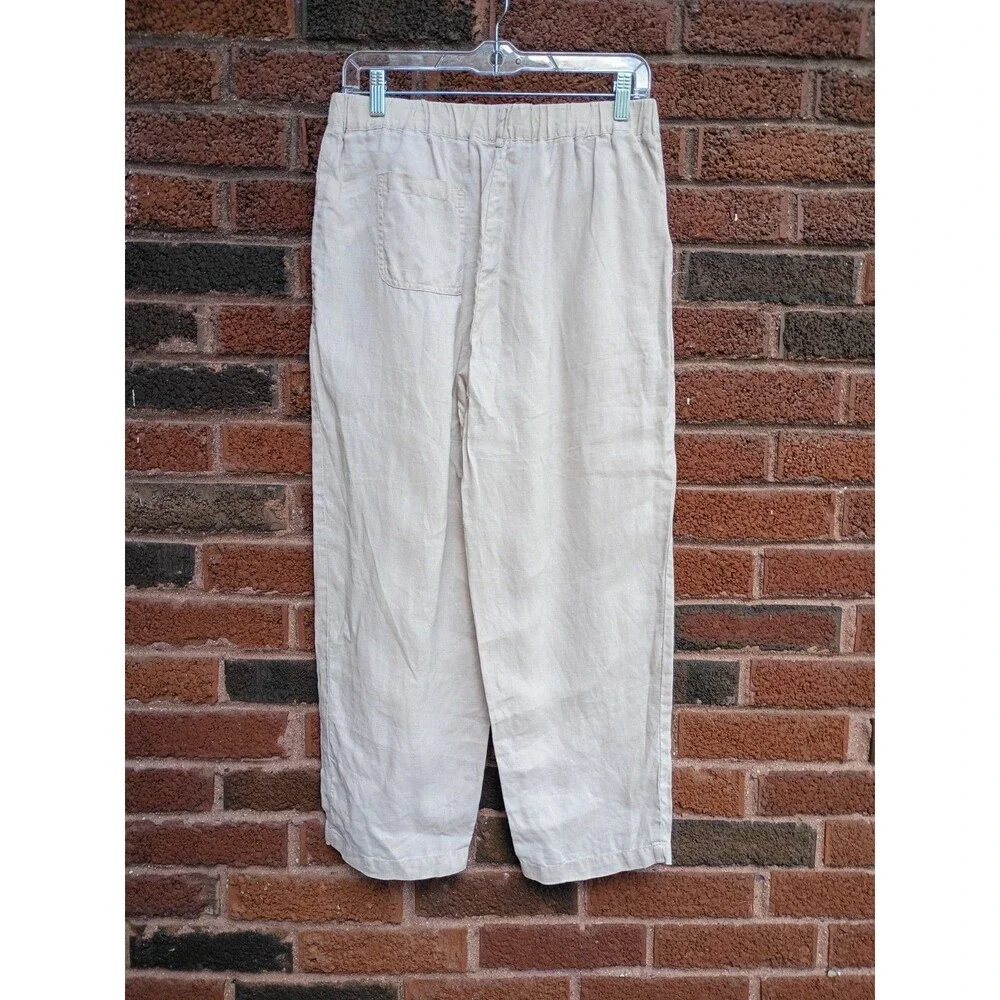 Quince Women's European Linen Pants Driftwood Size Small Wide Leg Off White